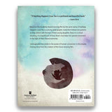 Back cover of a book with text and a stylized illustration of a woman and child embracing.