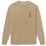 Men's Women's Adult Beige sweatshirt with a Oscar Sunday logo graphic design on a white background