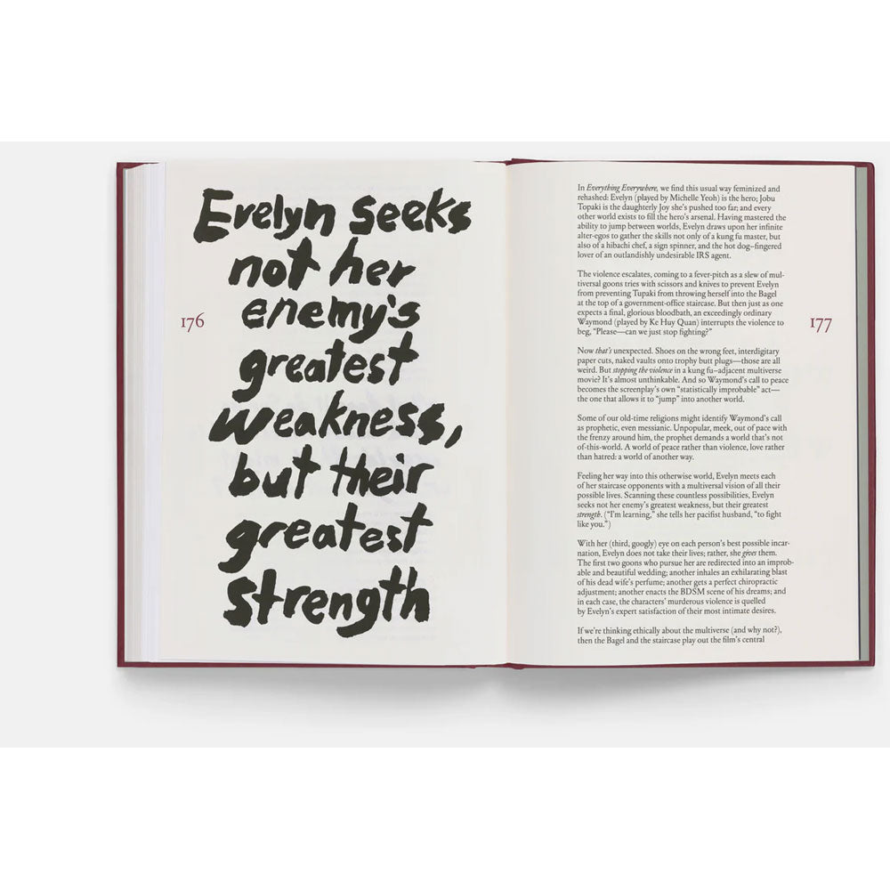 Open book with a quote on a white background