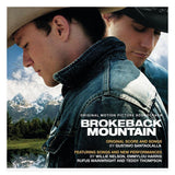 Album cover for 'Brokeback Mountain' with two characters in cowboy hats and mountains in the background.