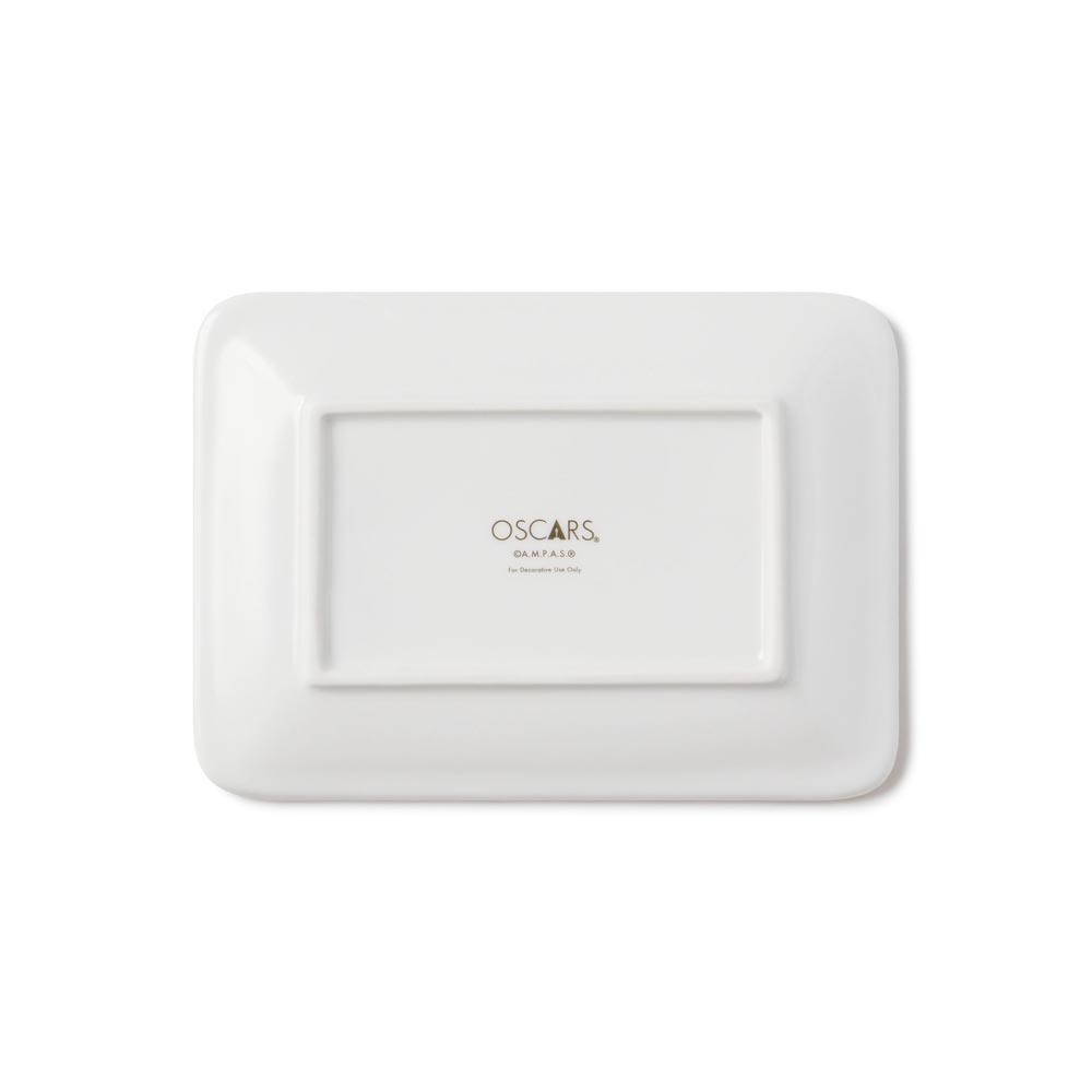White rectangular plate with 'Oscars' branding on a white background. Academy Awards Best Picture Category Winner Ceramic Trinket Tray Dish