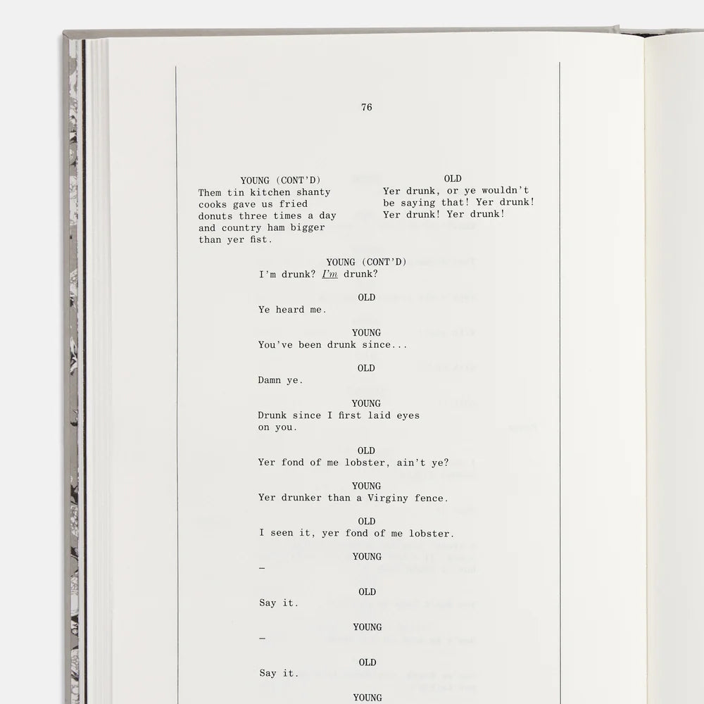 Open book with text on a white background