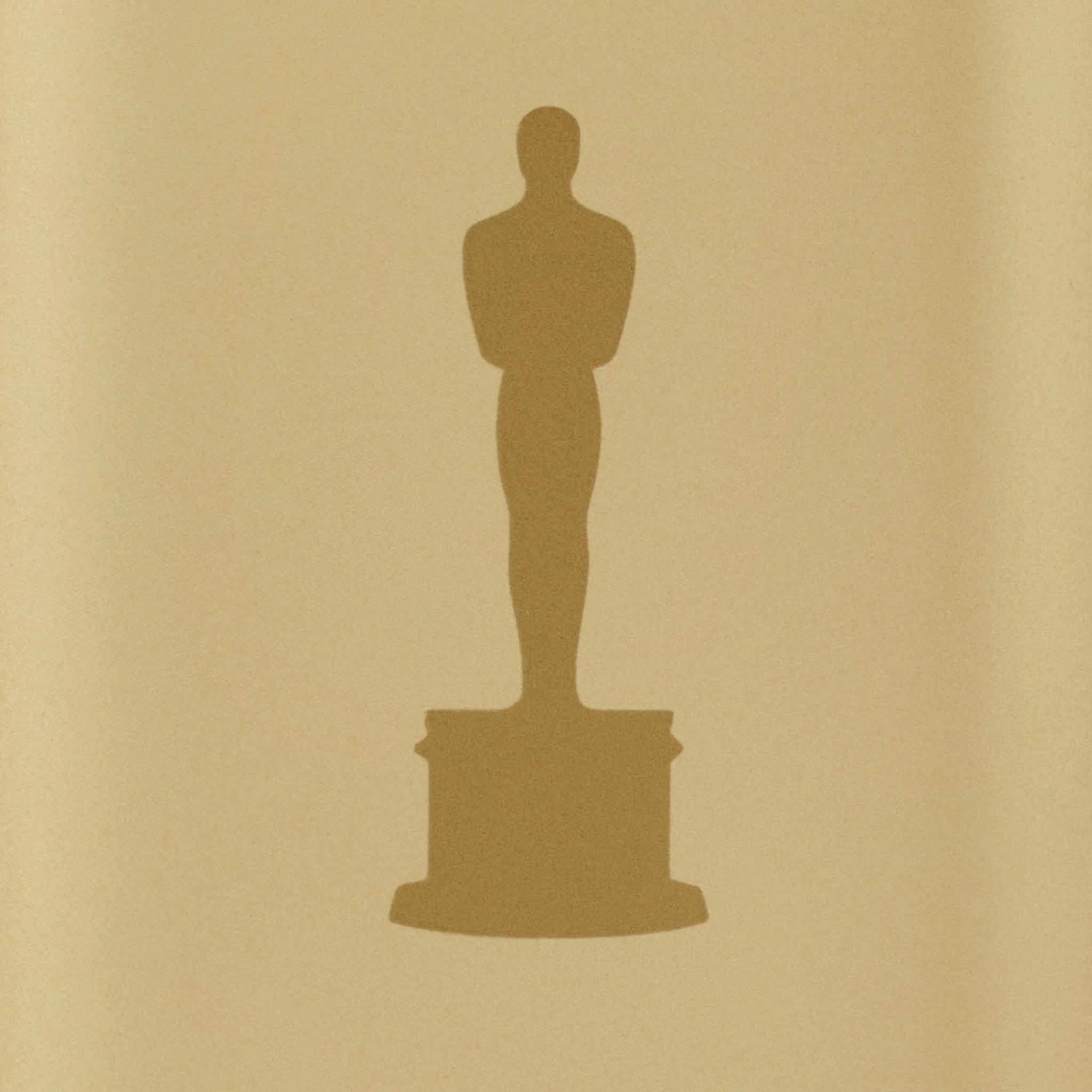 Silhouette of an Oscar statuette on a Gold background