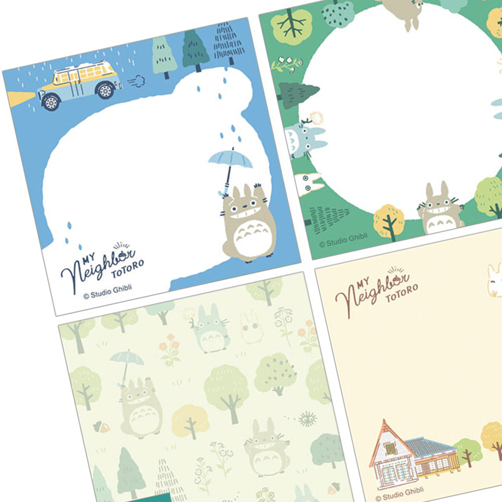 Set of 'My Neighbor Totoro' themed stationery items including a letterhead, envelope, and postcard.