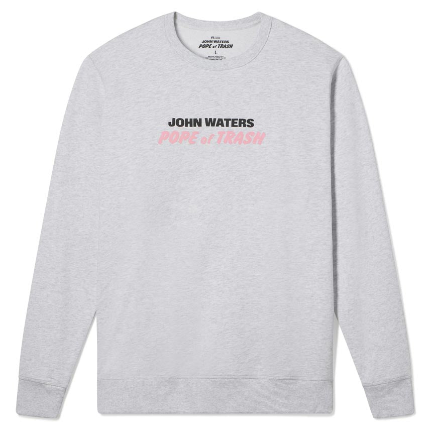 Gray sweatshirt with 'John Waters' text on a white background Adult mens sweatshirt womens sweatshirt featuring John Waters