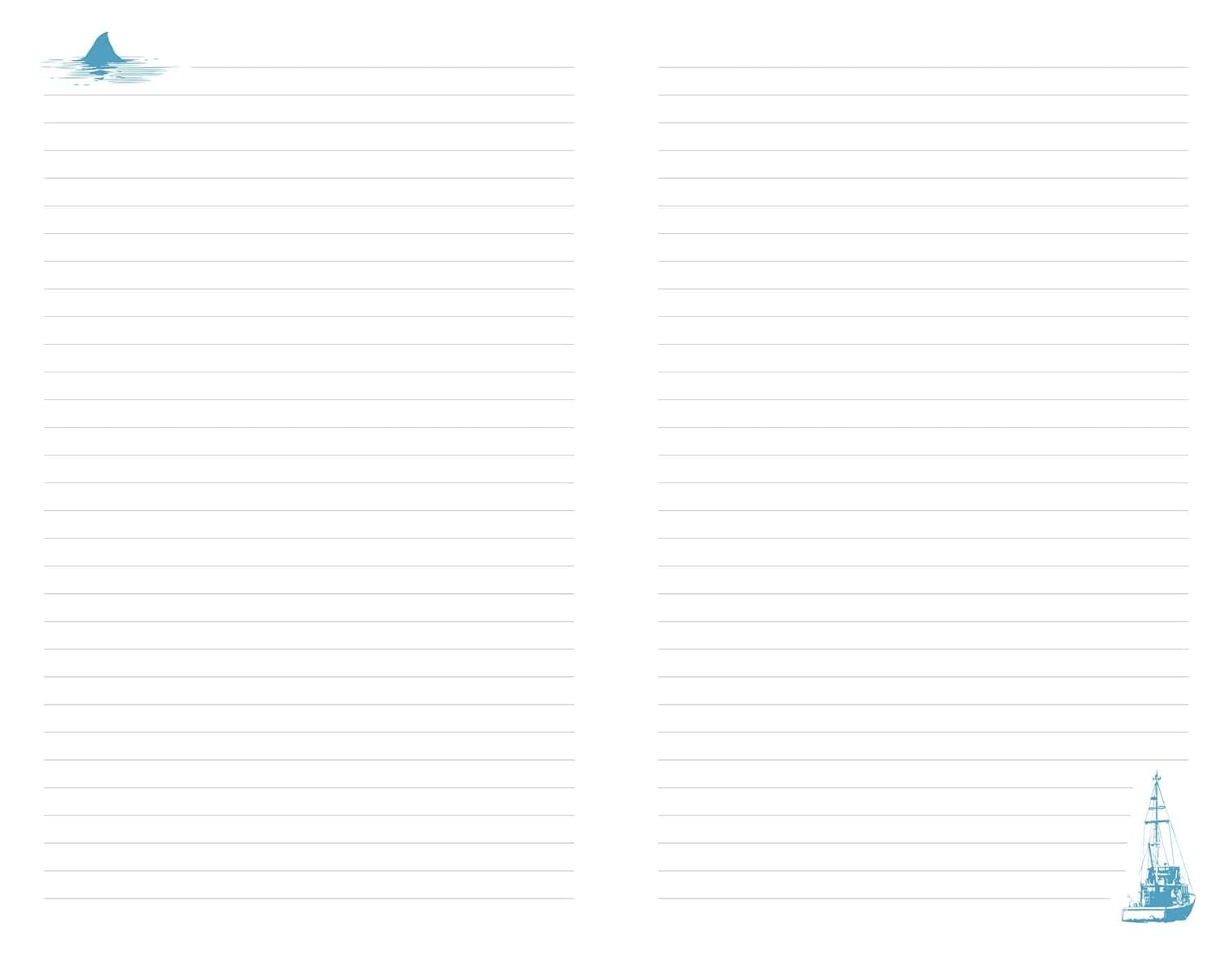 White background with blue triangular logo at the top left corner. Jaws Hardcover Journal Hardcover 50th Anniversary Edition