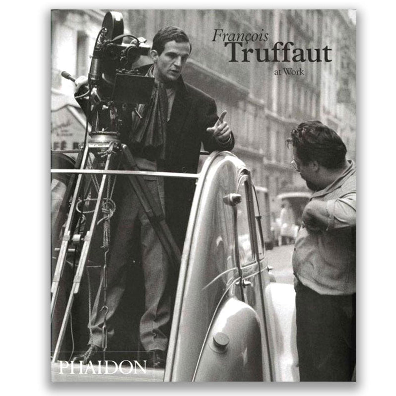 Book cover featuring a black and white photograph of a man with film equipment, titled 'François Truffaut'. Filmmaker Biography Book