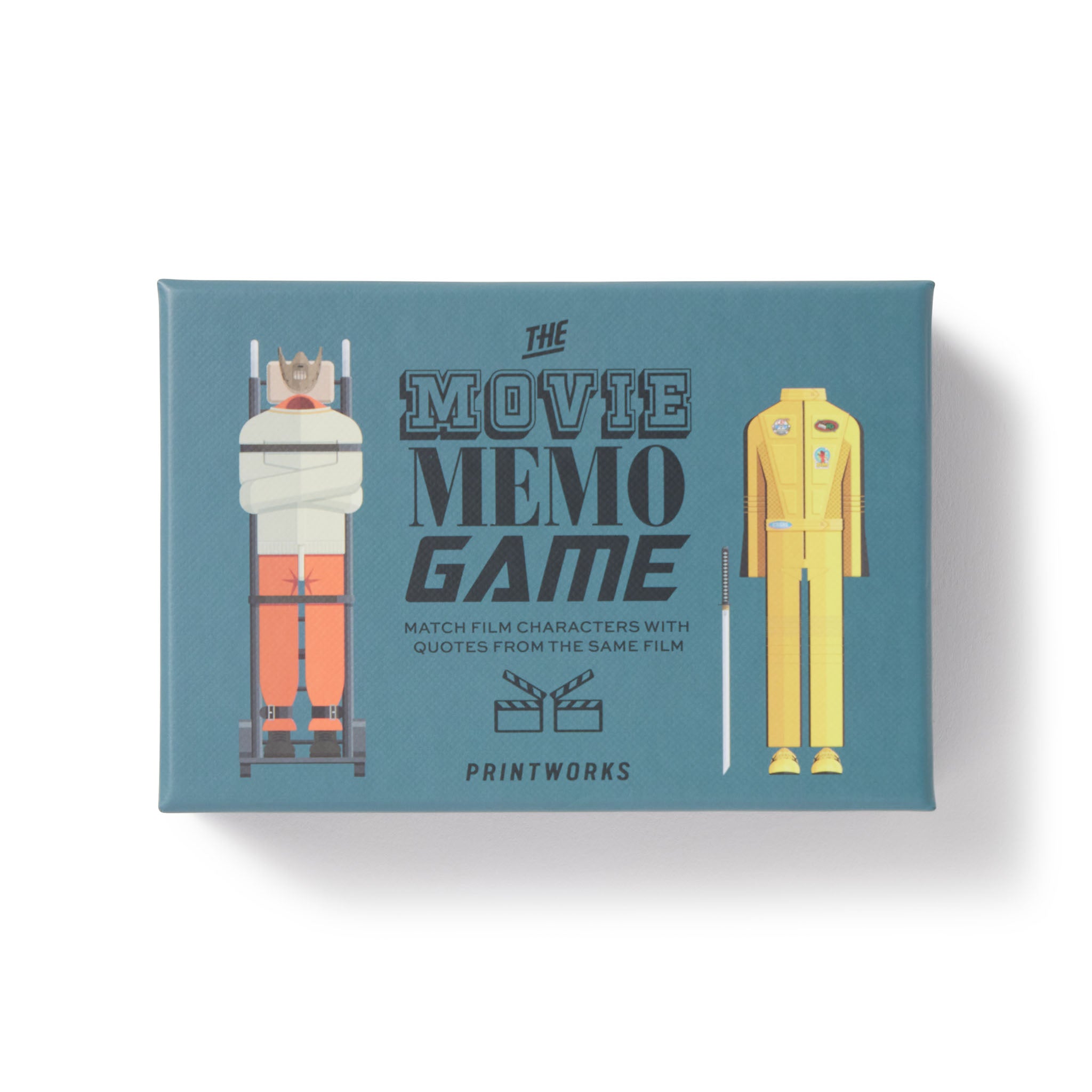Movie Memo Game packaging with illustrations of characters on a blue background