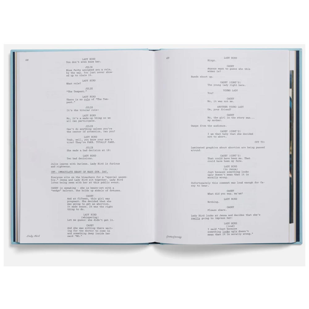 Open book with tscreenplay linesext on a white background