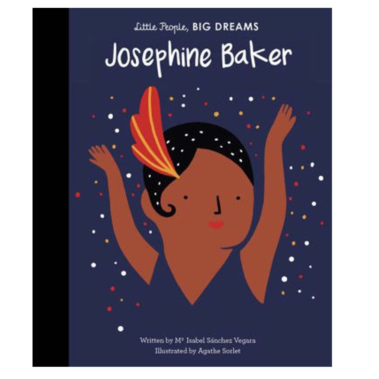 Book cover of 'Little People, BIG DREAMS: Josephine Baker' with an illustration of Josephine Baker on a dark blue background.