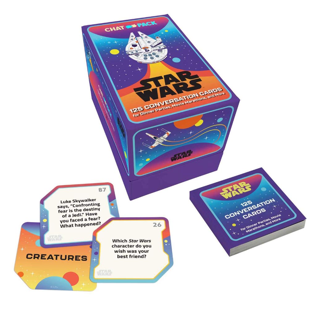 Star Wars conversation card set with packaging on a white background