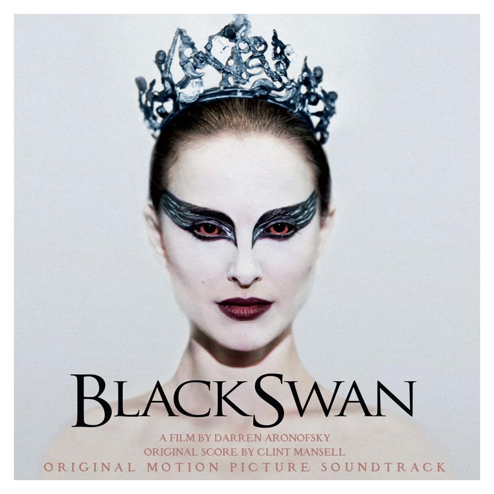 Album cover for 'Black Swan' soundtrack featuring a person with theatrical makeup and a tiara.
