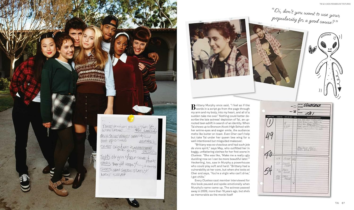 Group of people standing outdoors with a collage of photos and text on a separate page.