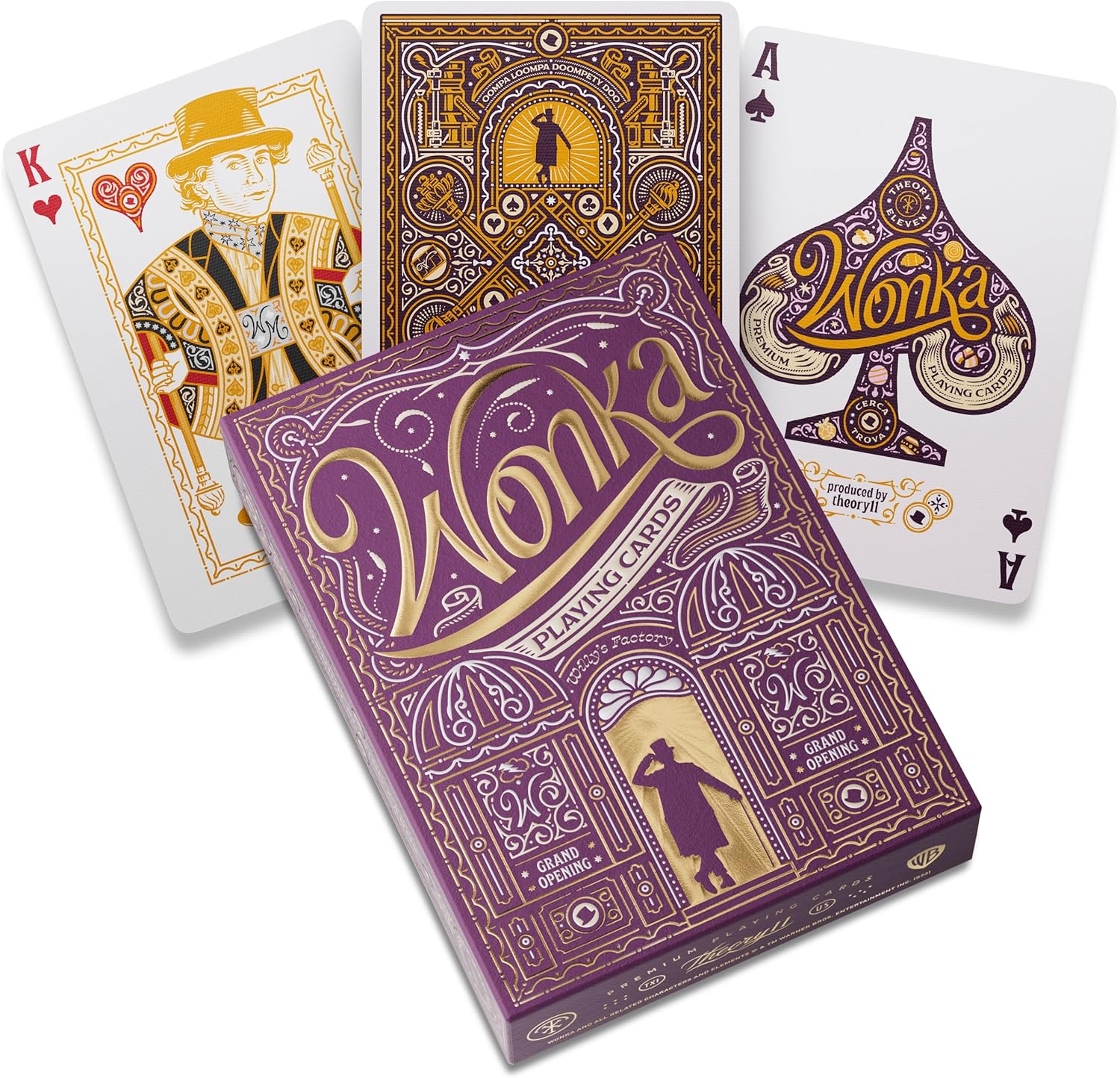 Unwrap the magic with premium Willy Wonka playing cards by theory11! Experience stunning illustrations and unrivaled quality, all made in America.