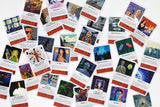Collection of trading cards with various images and text on a white background Dive into the ultimate sci-fi showdown with 32 trump cards! Compare classic films like Avatar and The Matrix in this engaging game. Get yours now!