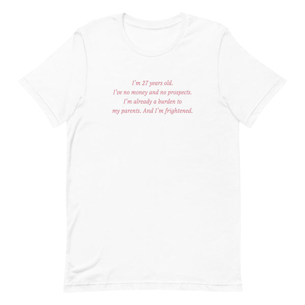 PRIDE & PREJUDICE NO MONEY, NO PROSPECTS TEE 20TH ANNIVERSARY