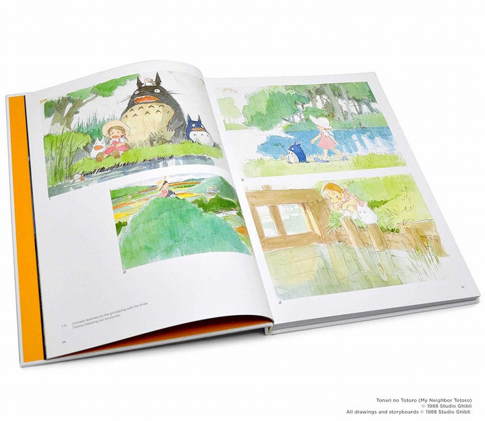 Open book with illustrations of animated characters in a garden setting
