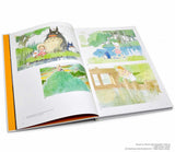 Open book with illustrations of animated characters in a garden setting