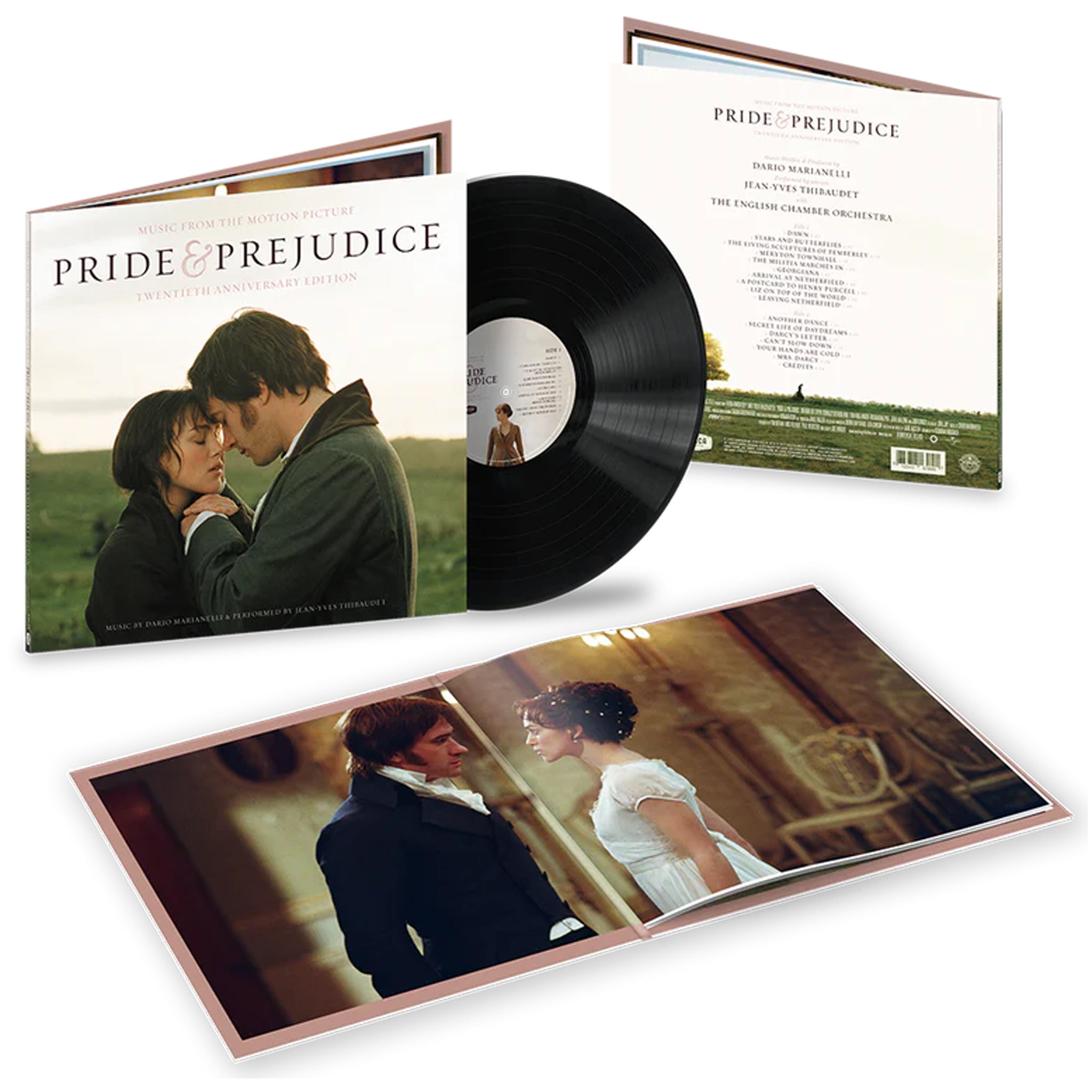 Vinyl record set with 'Pride & Prejudice' movie scenes on the cover