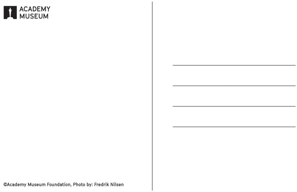 Blank postcard with text and logo on a white background