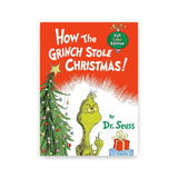 The cover of 'How the Grinch Stole Christmas!: Full Color Jacketed Edition' featuring the character Grinch beside a Christmas tree with decorations.
