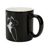 Black mug with a white ghost face  Sip your favorite drink in style with our Ghost Face Lives 16 Oz. Ceramic Mug! Perfect for Scream fans, it's microwave and dishwasher safe for easy care.illustration on a white background