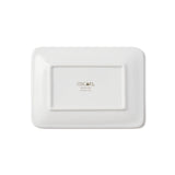 Back view of the ceramic plate rectangle all whitewith gold Oscars logo printed.