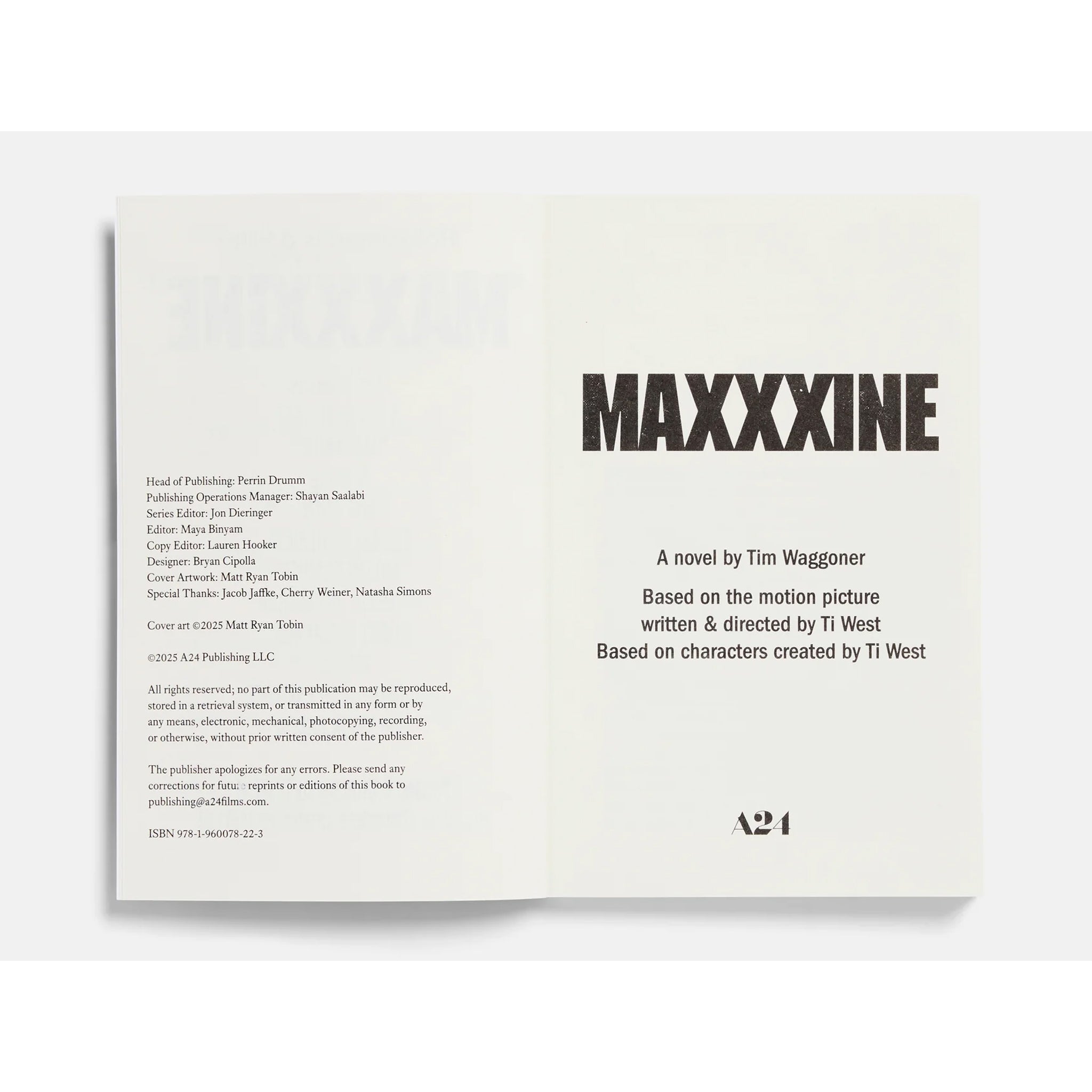 Book cover of 'MAXXXINE' by Tim Waggoner with text on a white background