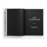 Open book showing a chapter titled 'The Lighthouse' by Robert Eggers and Max Eggers on a white background.