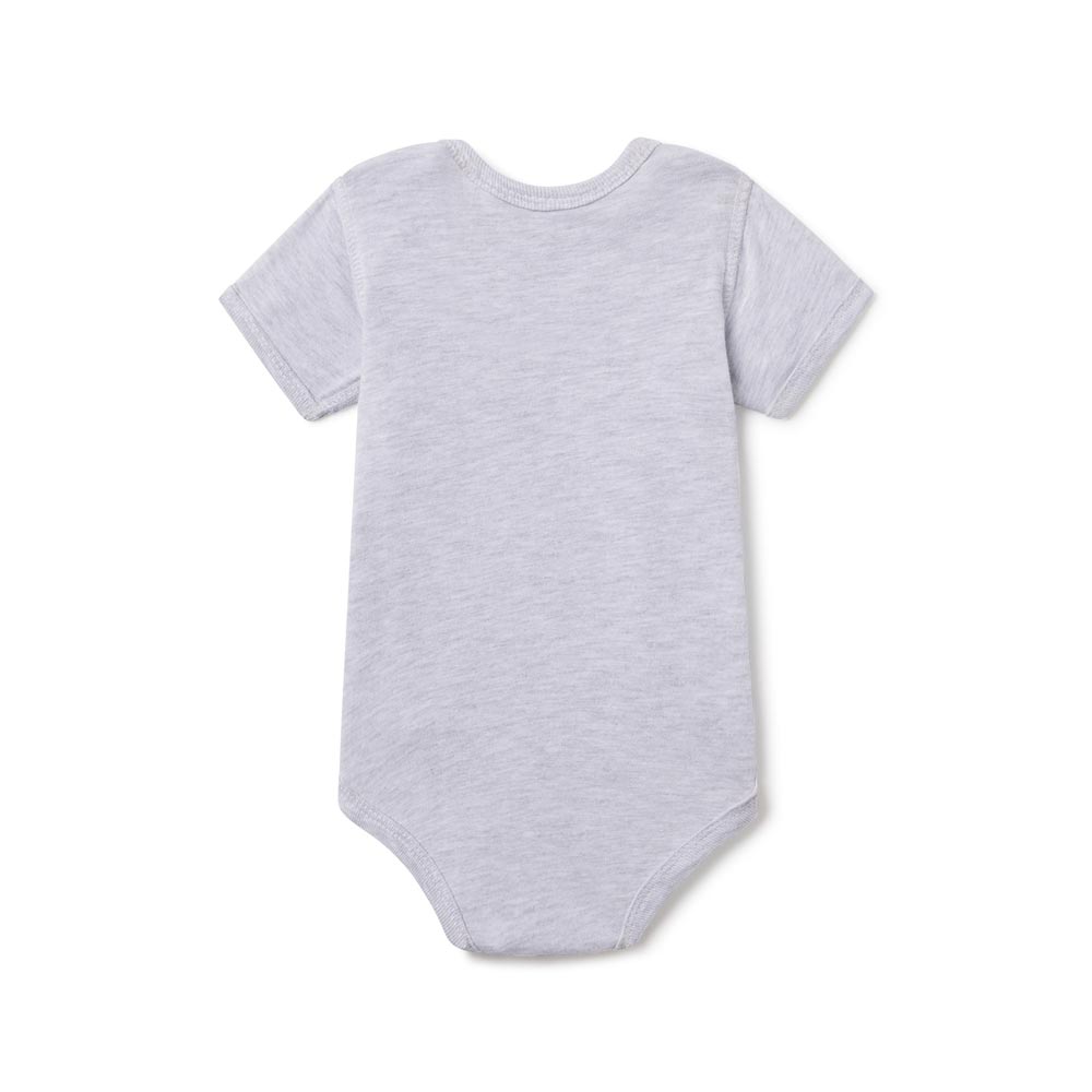 Gray baby onesie on a white background