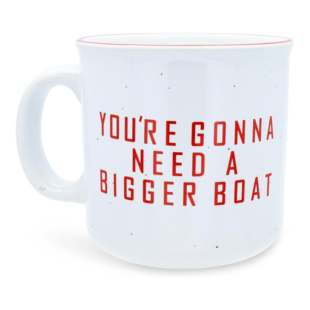 White mug with red text 'You're Gonna Need A Bigger Boat' on a white background
