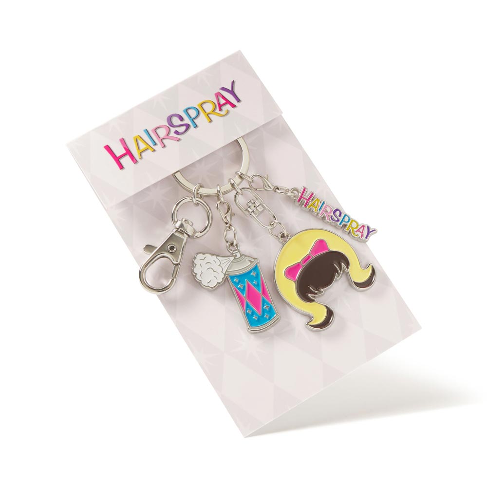 Keychain set with 'Hairspray' theme on a branded card