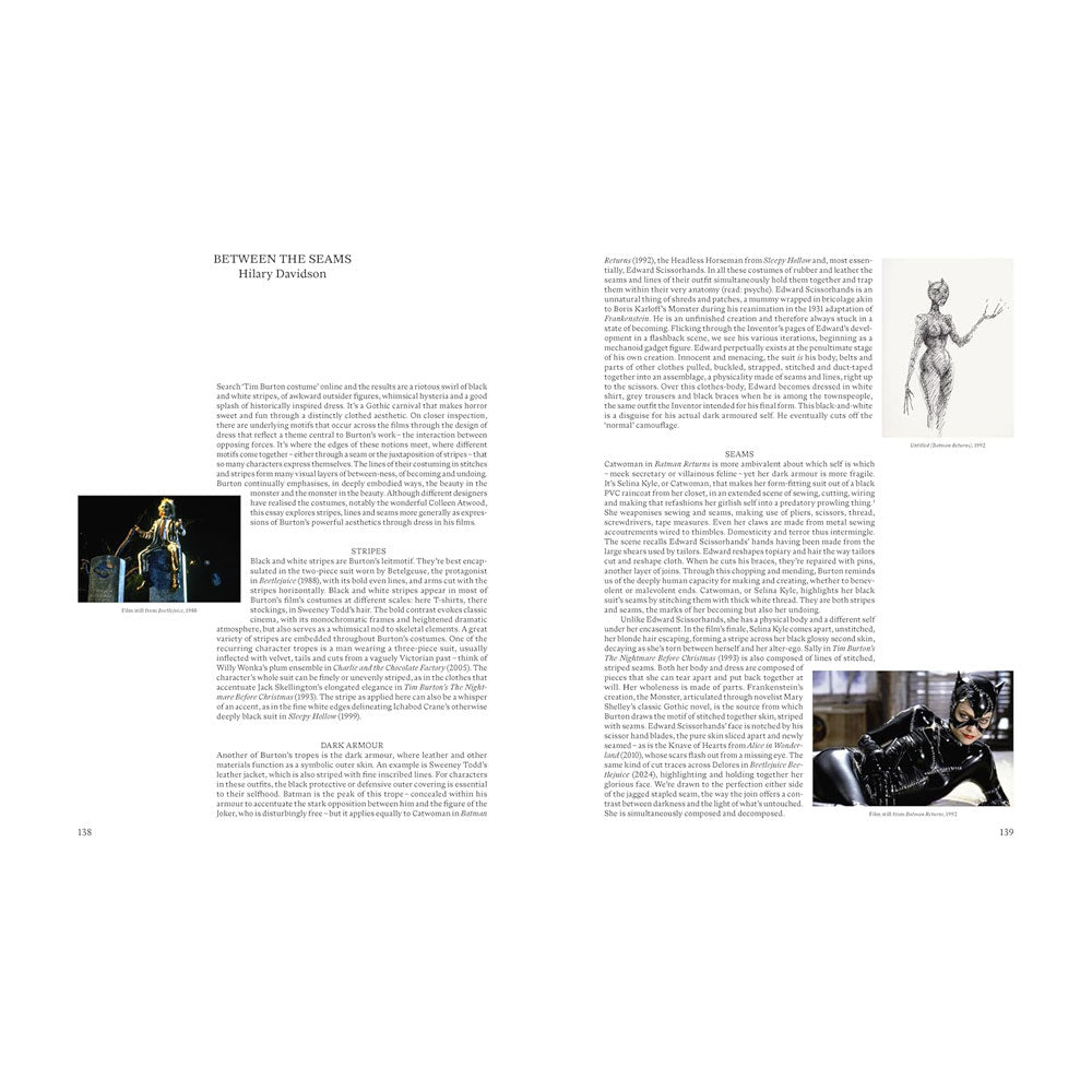 Book page with text and images of a statue, camera, and person on a white background