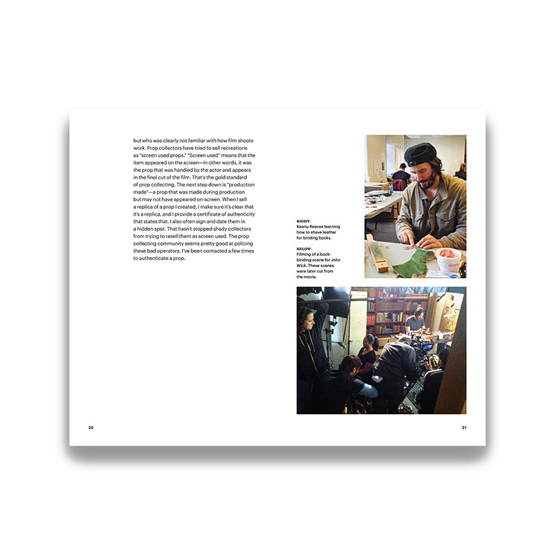 Book page with text and images of a man in a recording studio.