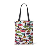 Tote bag with colorful design on a white background featuring the print of No-face from Studio Ghibli's Hayao Miyazaki movie Spirited Away