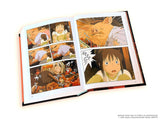 Open book displaying comic book panels with animated characters