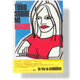 Movie poster for 'Todo Sobre Mi Madre' with a stylized illustration of a woman's face.