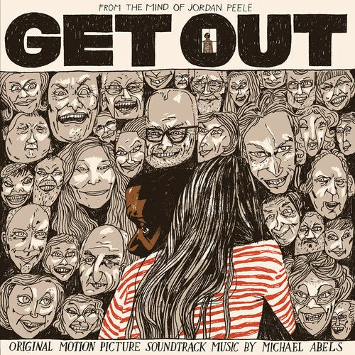 Movie poster for 'Get Out' with a woman peeking through a crowd of faces.