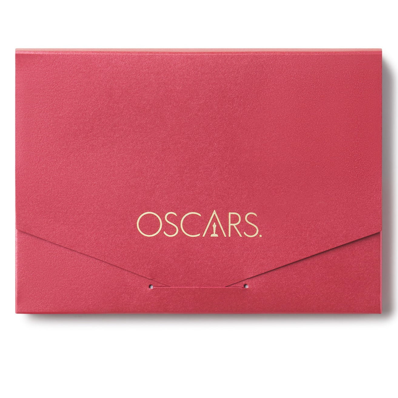 A red envelope with the Oscars gold logo monogram embossed on it.