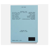 Light blue backcover with black text on a white background