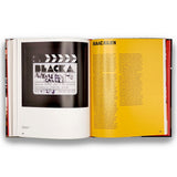 Open book with a clapperboard and text on a white background