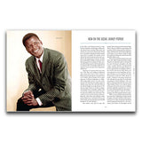 Magazine layout with a man in a suit on the left and text on the right.
