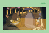 Animated scene with a cat-like creature and a girl under an umbrella, with 'MARCH' text on a green border.