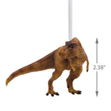 Dinosaur toy figure with measurement indicator on a white background