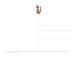 Postcard with a cat illustration on a white background Discover the magic of Studio Ghibli with Kiki's Delivery Service: 30 beautifully hand-drawn postcards celebrating Miyazaki's enchanting artistry.