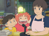 Three animated characters in a kitchen setting with a lamp and books in the background.