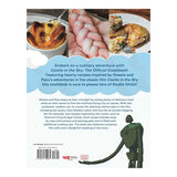 Back cover of 'Castle in the Sky: The Official Cookbook' with images of food and a character from the movie.