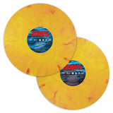 Two yellow vinyl records with 'Jaws' branding on a white background