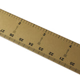 Gold metal ruler with black text on a white background with Oscars Logo