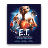 Book cover of 'E.T. The Extra-Terrestrial: The Ultimate Visual History' with E.T. and a child on a bike.